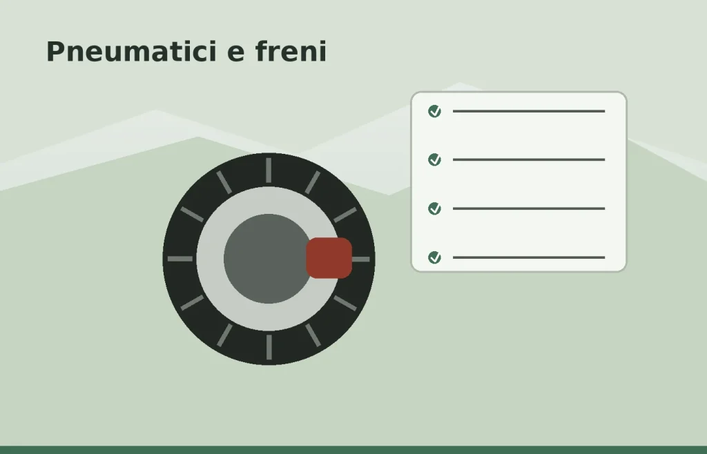 Controllo di pneumatico e freno anteriore su una moto da turismo