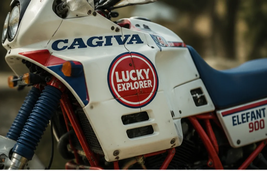 Dettaglio della carena e del serbatoio di una Cagiva Elefant